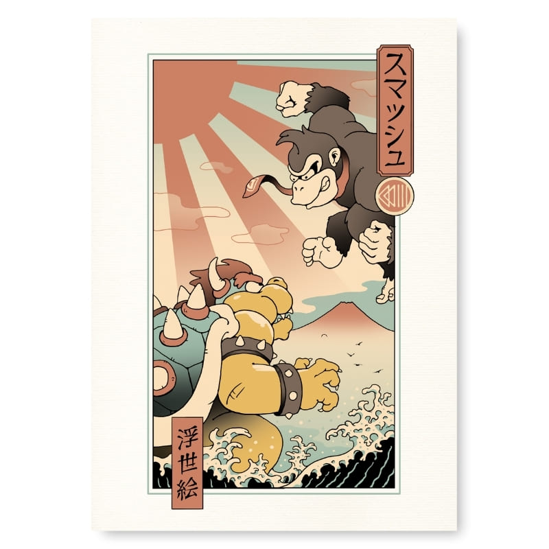 Japoński plakat Ukiyo-e Kaiju Smash - A3