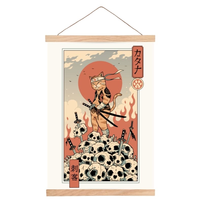 Japoński plakat Ukiyo-e Neko Assassin - A3