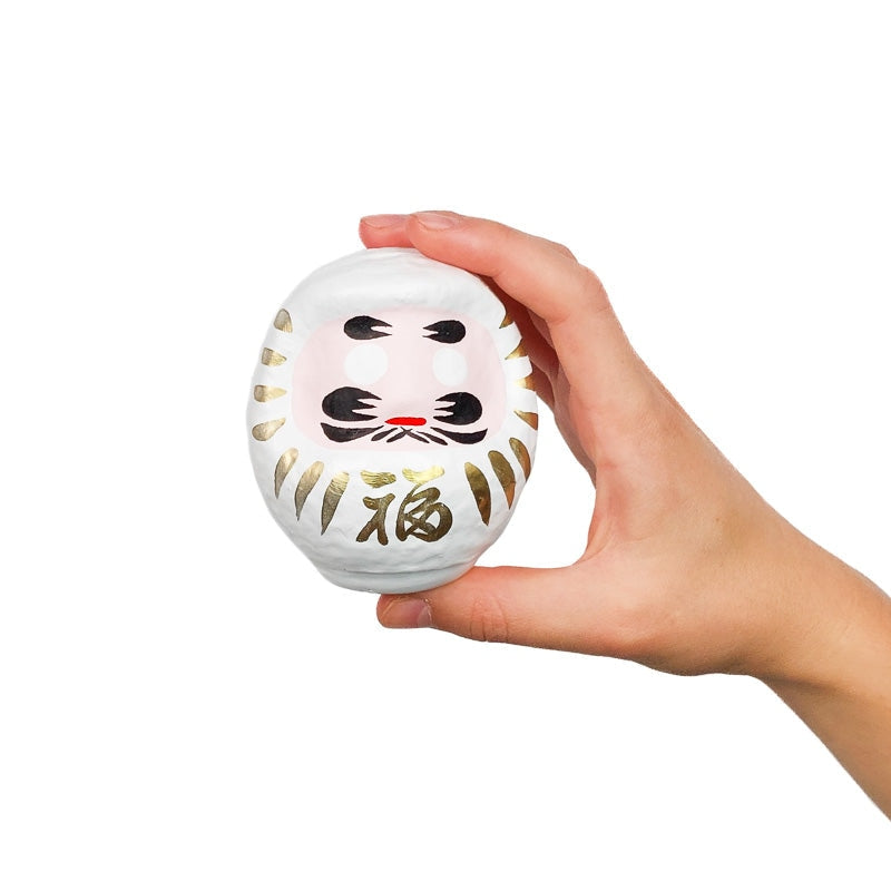 Biała japońska Daruma 4,5 i 9 cm