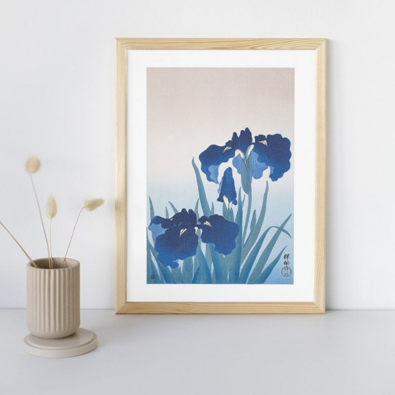 Blue Iris Japanese Print A3