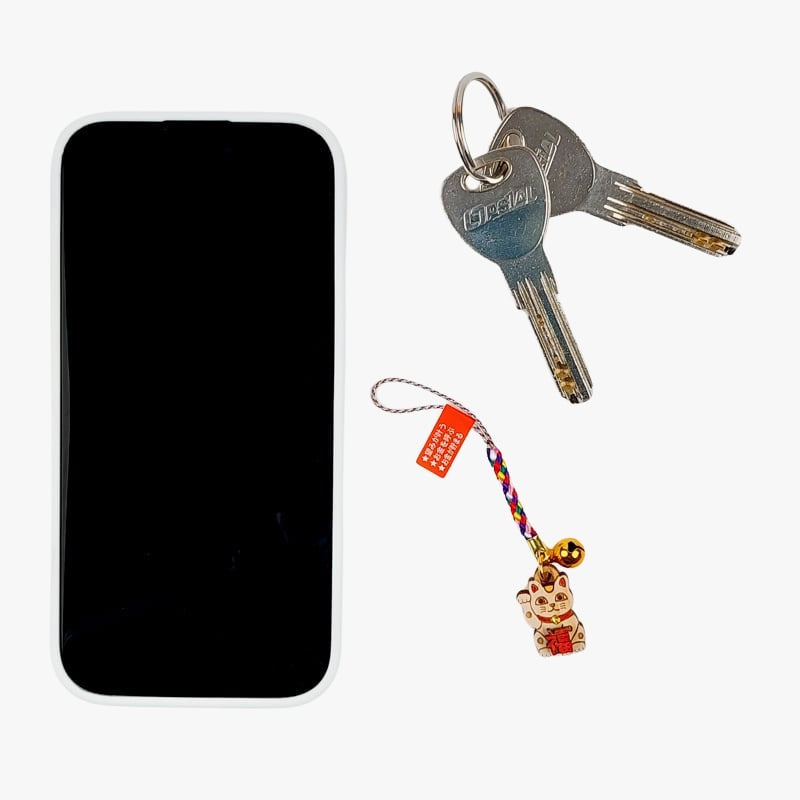 Brelok do kluczy Maneki Neko Wood