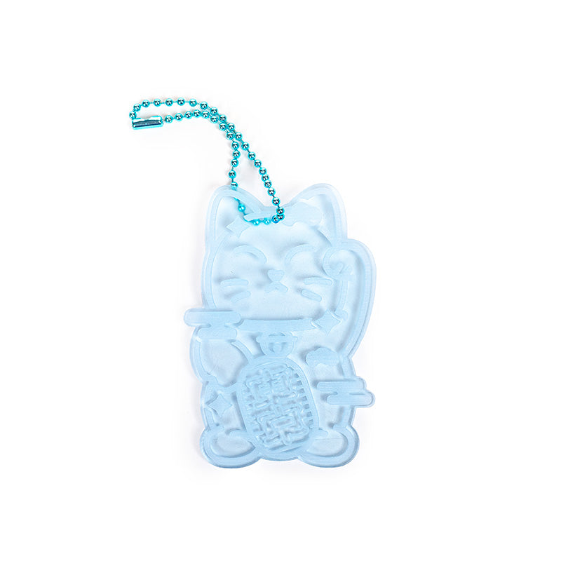 Brelok - Fluorescencyjny Niebieski Maneki Neko