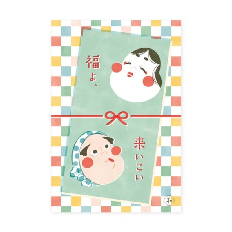 Japońska pocztówka Otafuku & Hyottoko