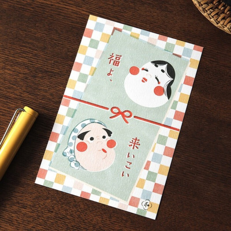 Japońska pocztówka Otafuku & Hyottoko