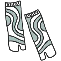 Czarno-białe legginsy we wzór abstrakcyjny.