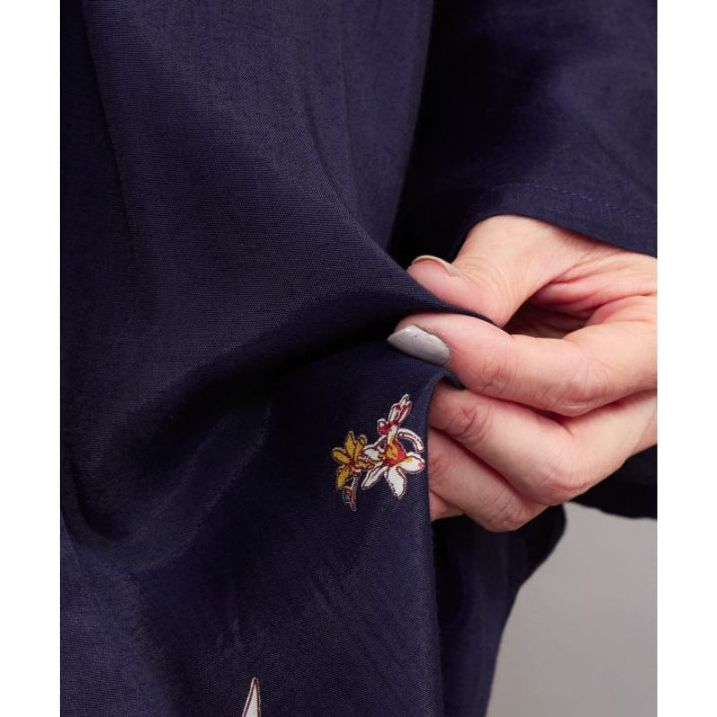 Damskie długie kimono z żurawiem Uniwersalny rozmiar