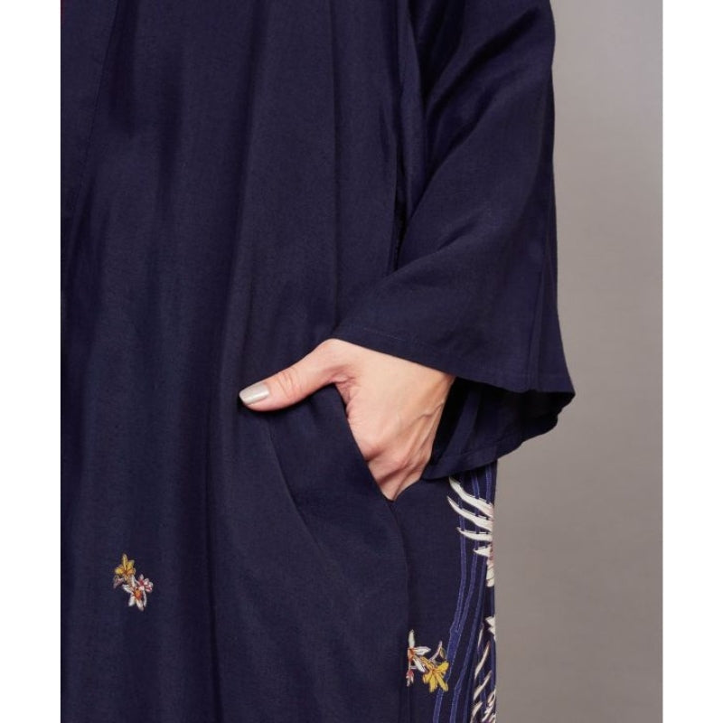 Damskie długie kimono z żurawiem Uniwersalny rozmiar