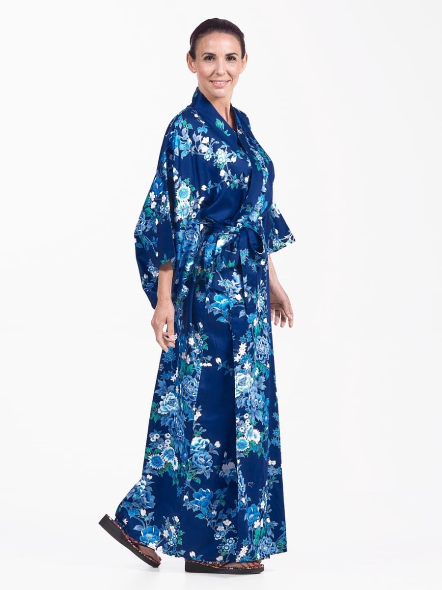 Damskie japońskie kimono Blue Hana Uniwersalny rozmiar