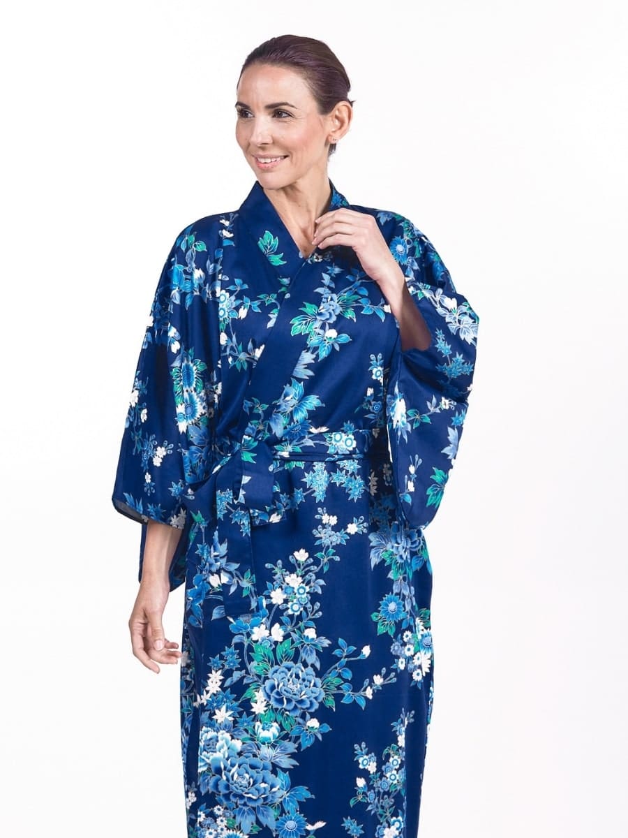Damskie japońskie kimono Blue Hana Uniwersalny rozmiar