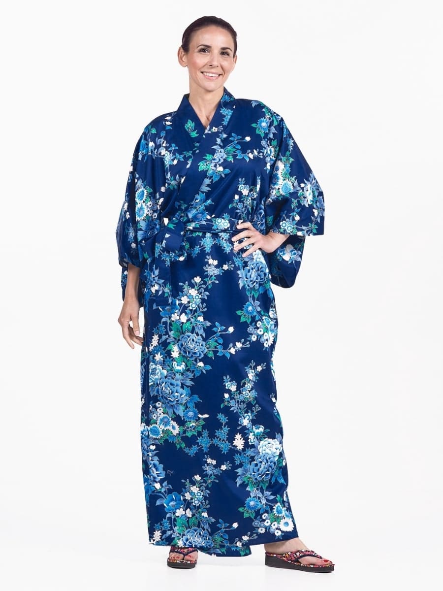 Damskie japońskie kimono Blue Hana Uniwersalny rozmiar