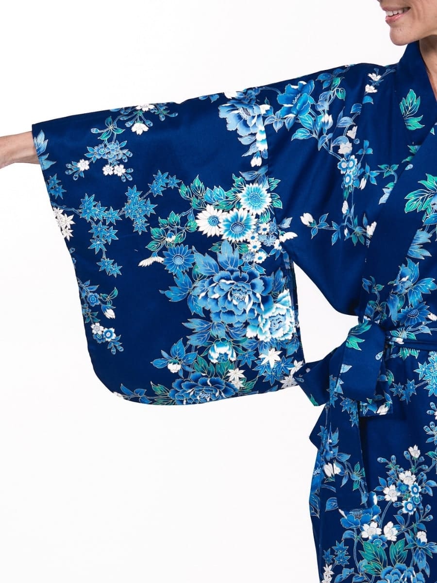 Damskie japońskie kimono Blue Hana Uniwersalny rozmiar