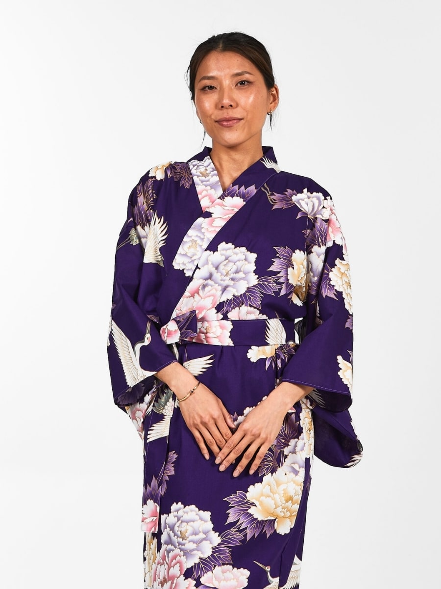 Damskie japońskie kimono Botan to Tsuru Uniwersalny rozmiar