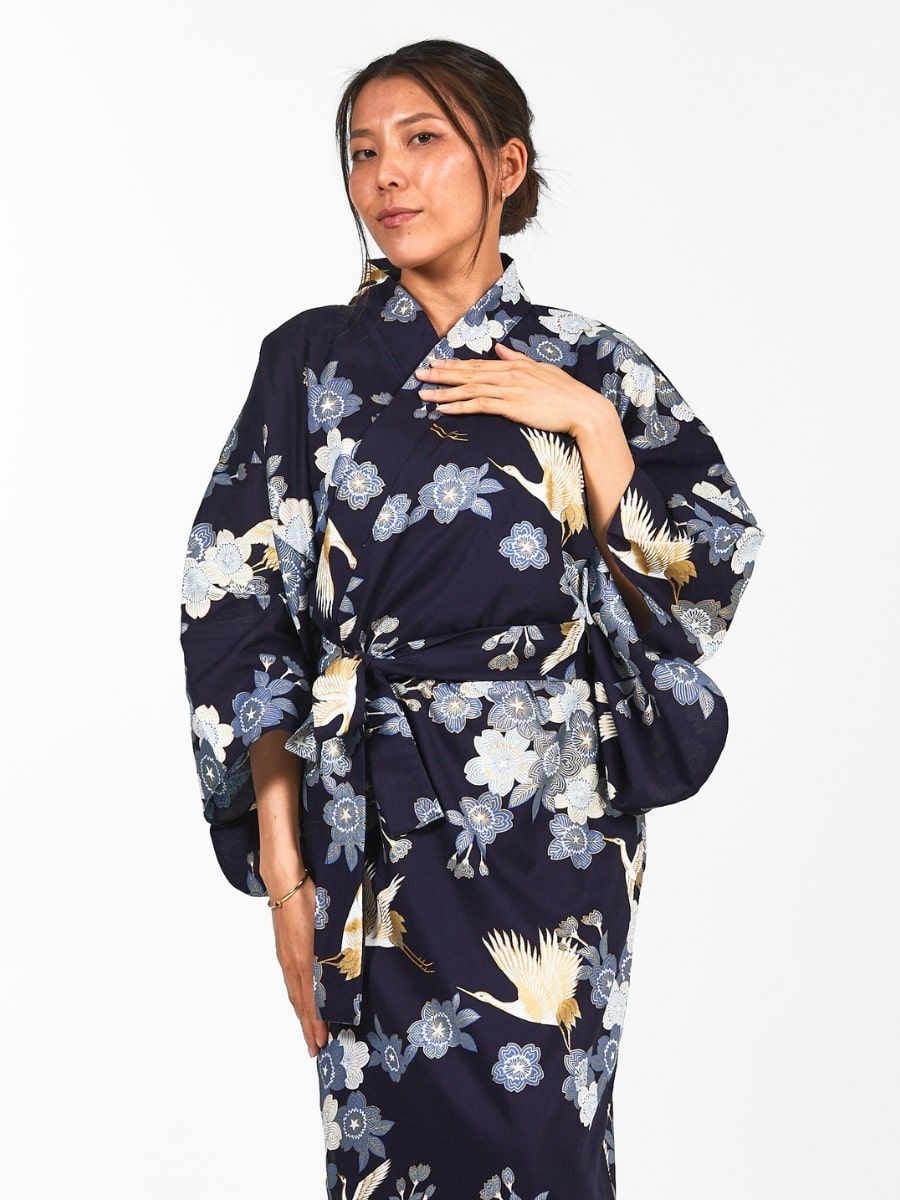 Damskie Yukata Kimono Sakura to Tsuru