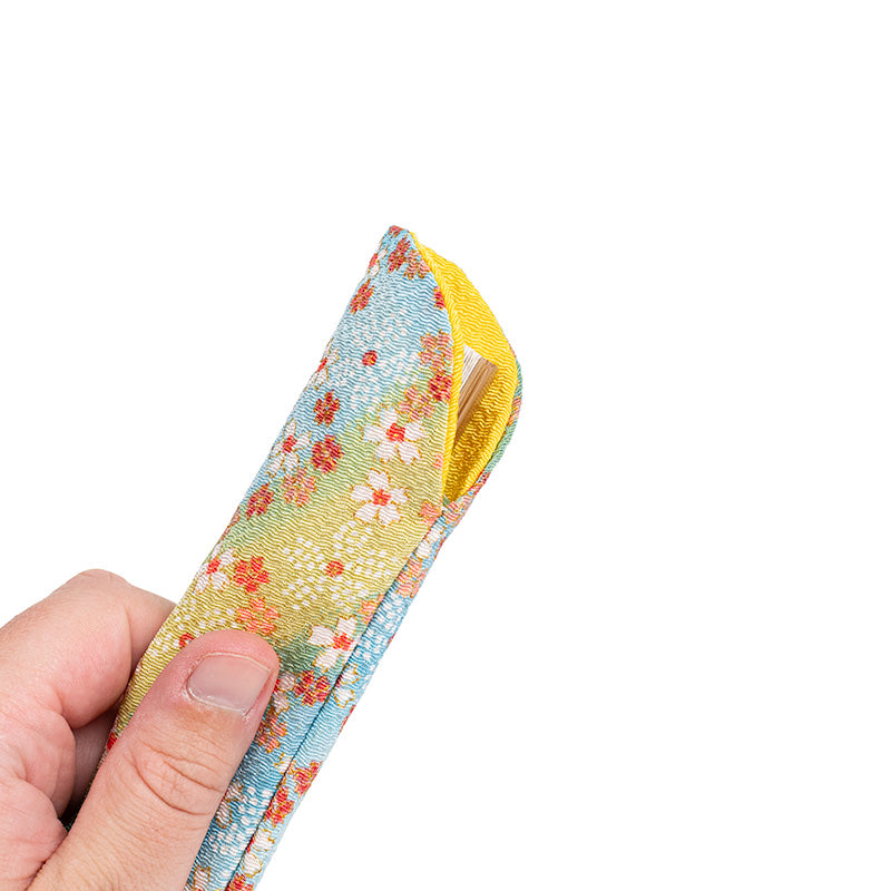 Etui na Wachlarz z Tkaniny Yuzen Niebiesko-Zielone