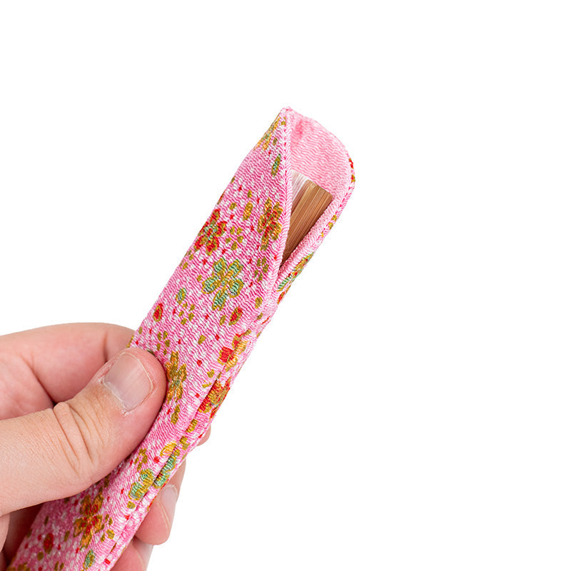 Etui na Wachlarz z Tkaniny Yuzen w Różowe Kwiaty