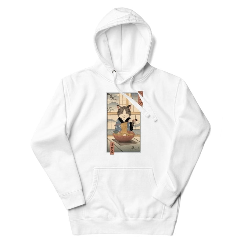 Japońska bluza Ukiyo e Neko Ramen S / Blanc