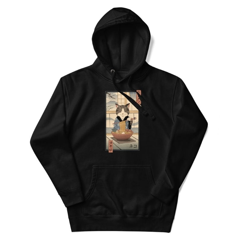Japońska bluza Ukiyo e Neko Ramen S / Noir