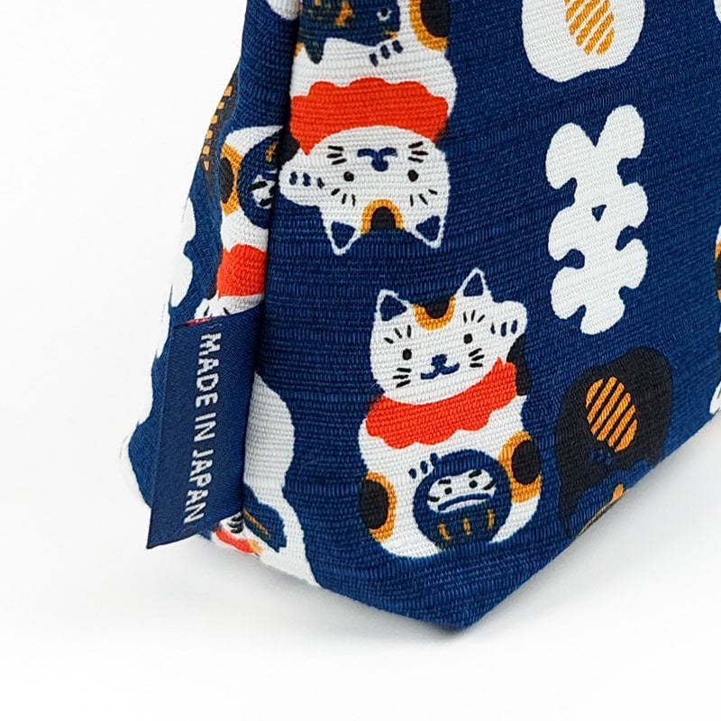 Japońska kopertówka Maneki Neko niebieska