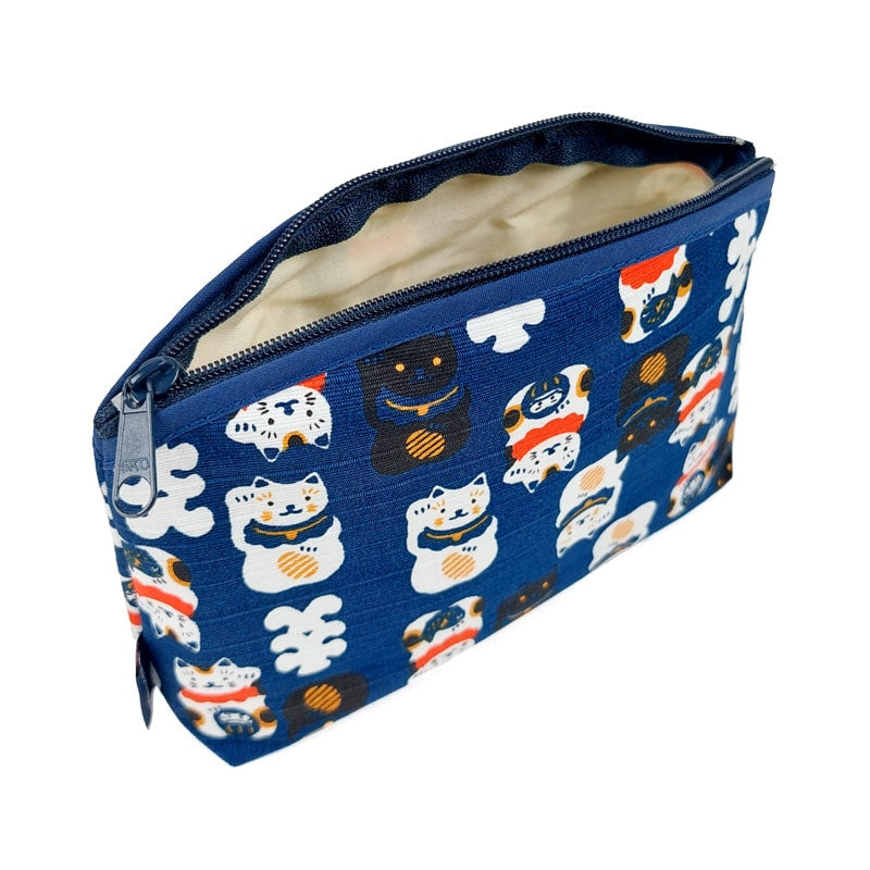 Japońska kopertówka Maneki Neko niebieska