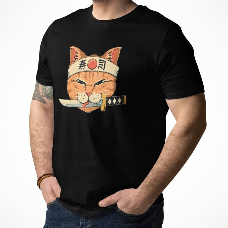 Japońska koszulka Neko Sushi Katana