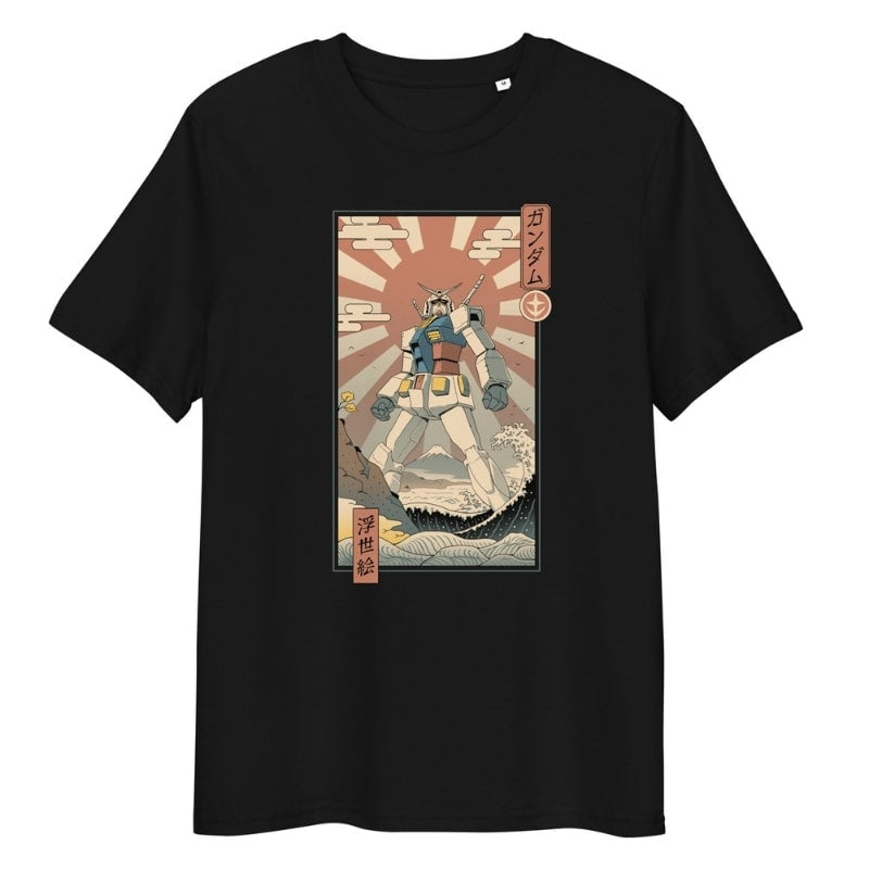 Japońska koszulka Ukiyo e Mecha & Fuji S / Noir