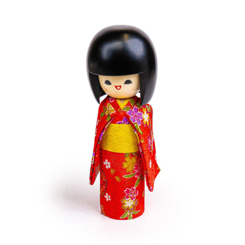 Japońska Laleczka Kokeshi - Egao Czerwona