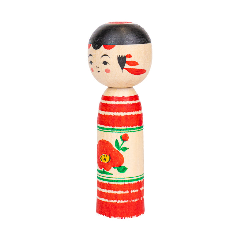 Japońska Lalka Kokeshi - Tsubaki Kamelia - 9 cm