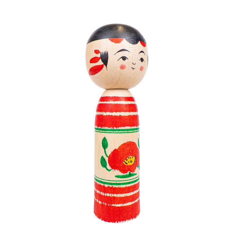 Japońska Lalka Kokeshi - Tsubaki Kamelia - 9 cm