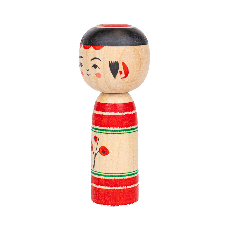 Japońska Lalka Kokeshi - Umeko Kwiat Śliwy - 7,5 cm