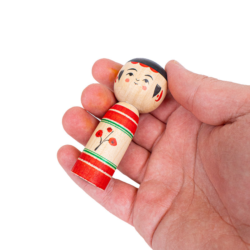 Japońska Lalka Kokeshi - Umeko Kwiat Śliwy - 7,5 cm
