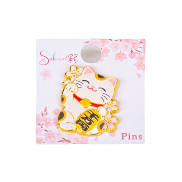Japońska Metalowa Przypinka Maneki-Neko