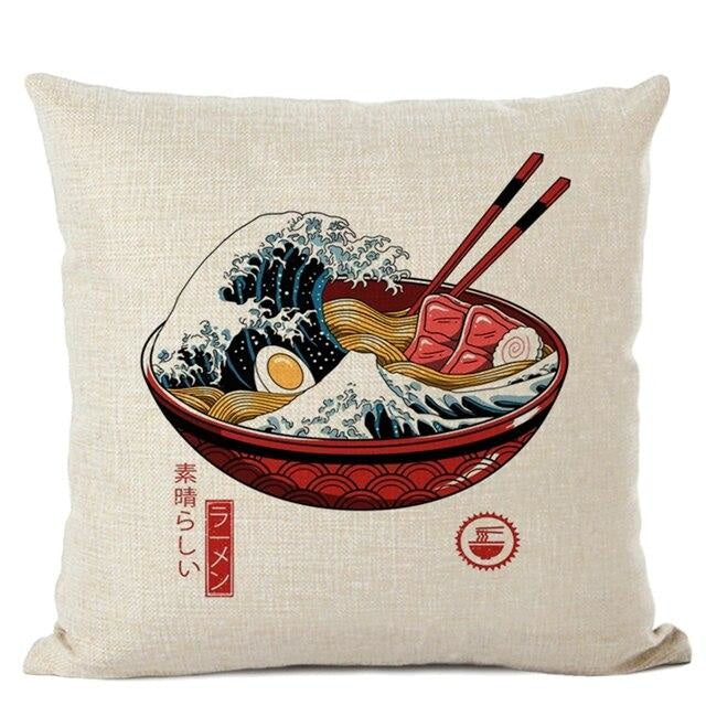 Japońska poszewka na poduszkę Wave Ramen