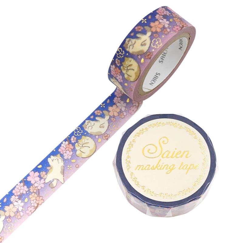 Japońska Taśma Washi Tape - Kot i Sakura
