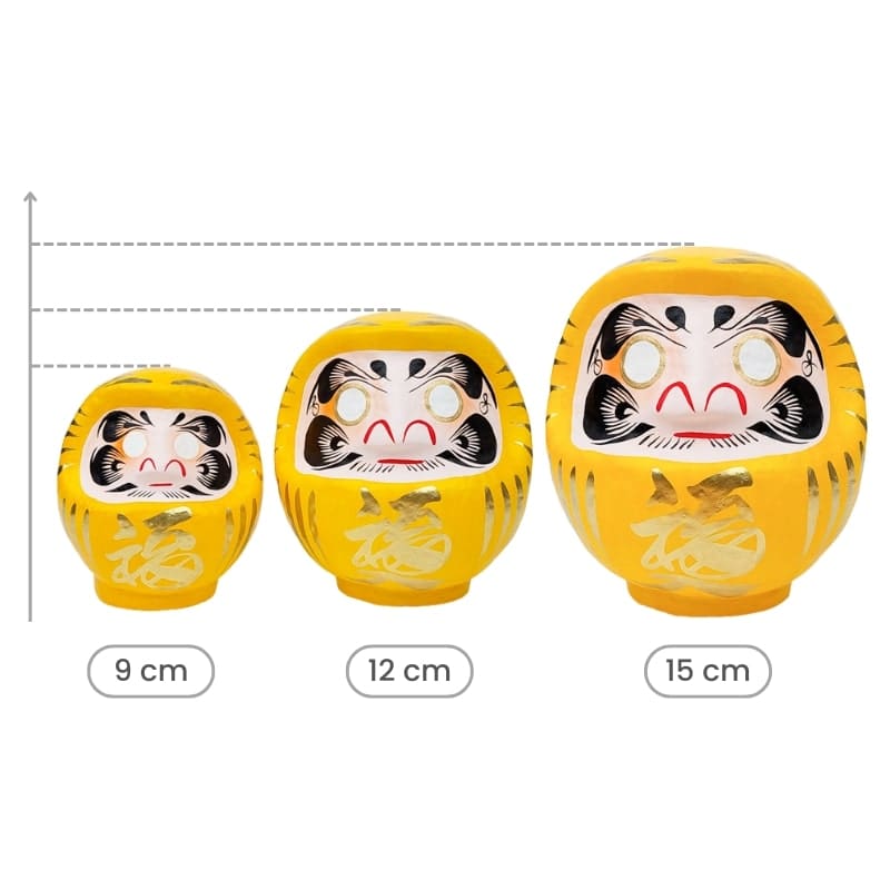 Japońska żółta Daruma od 9 do 15 cm