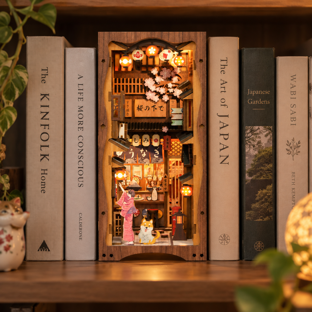 Japoński Book Nook Under the Sakura Tree