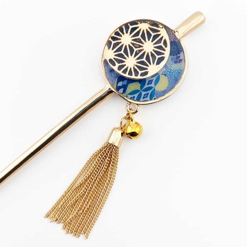Japoński Kanzashi Asanoha Blue