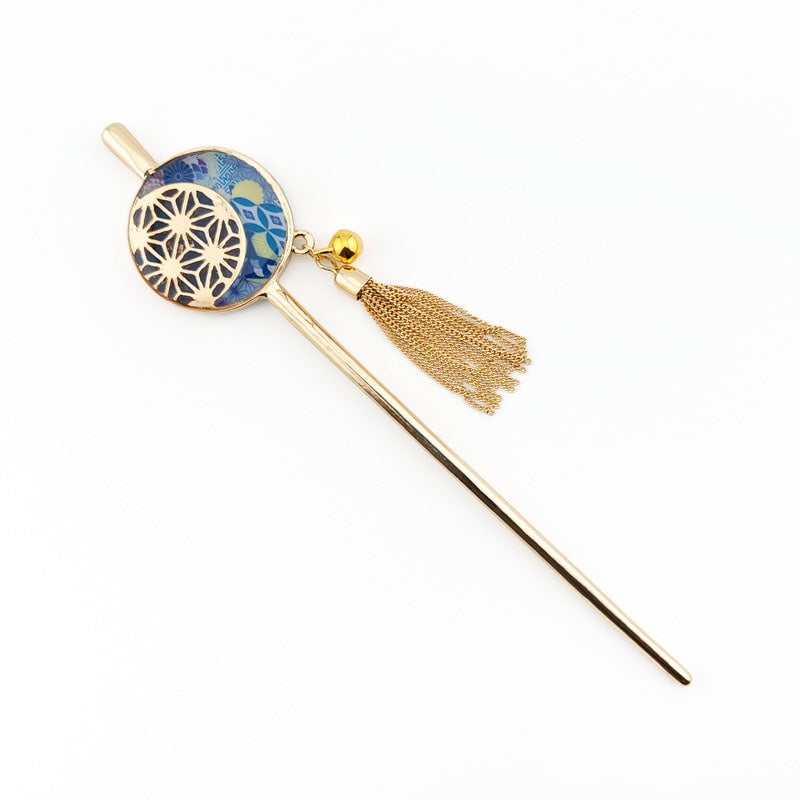 Japoński Kanzashi Asanoha Blue