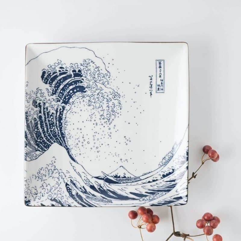 Japoński kwadratowy talerz Hokusai