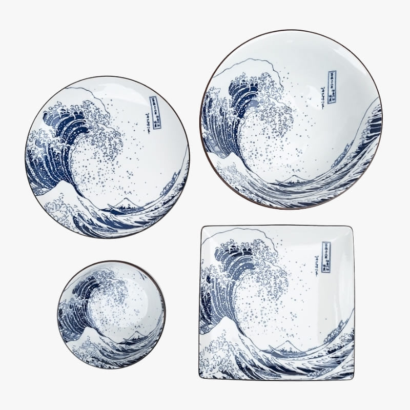Japoński kwadratowy talerz Hokusai
