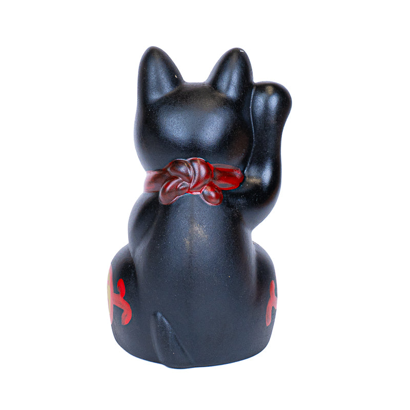 Japoński Maneki Neko - Czarna Ceramika