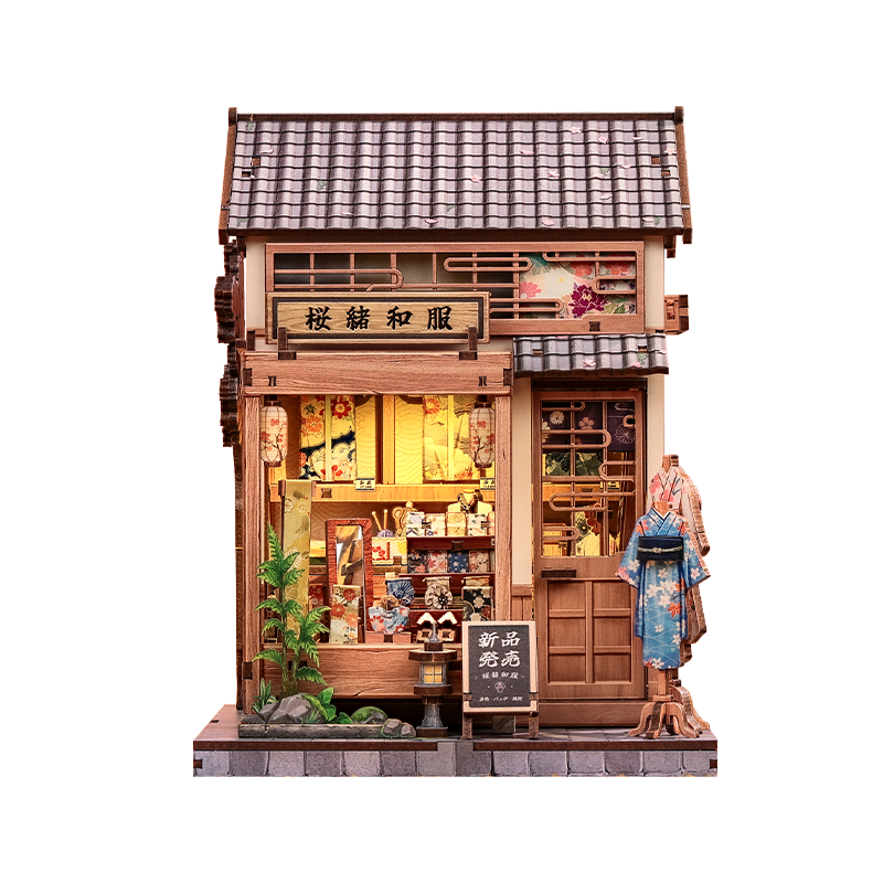 Japoński Miniaturowy Domek Drewniany Sakura Kimono Shop