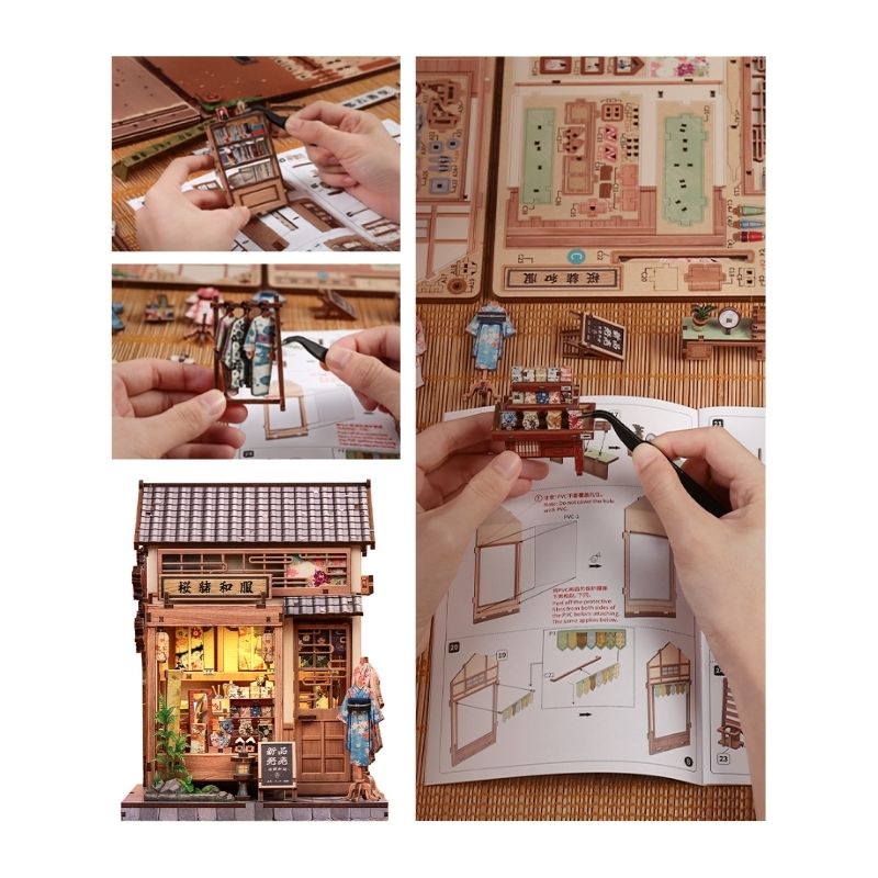 Japoński Miniaturowy Domek Drewniany Sakura Kimono Shop
