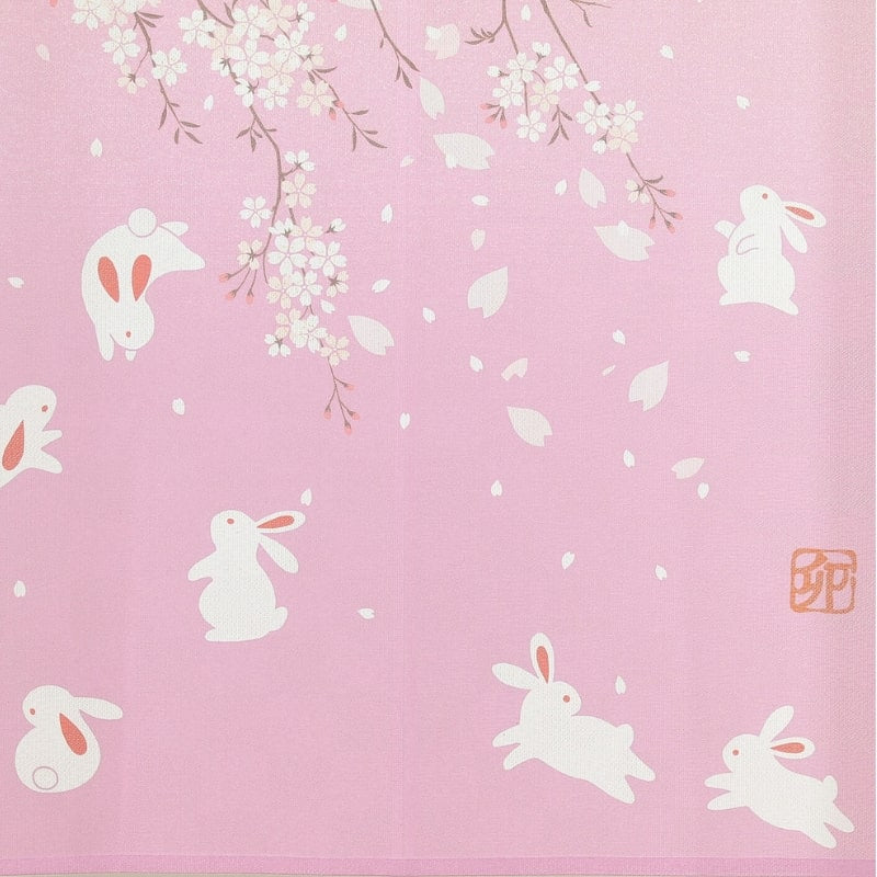 Japoński Noren Sakura Usagi 85 x 150 cm
