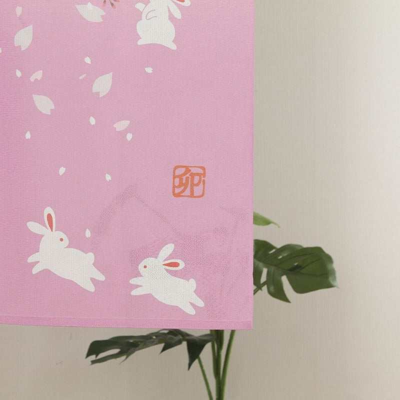 Japoński Noren Sakura Usagi 85 x 150 cm