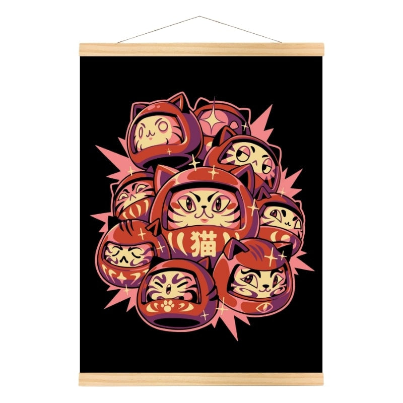 Japoński plakat Daruma Cat A3