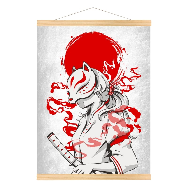 Japoński plakat Samurai Kitsune A3