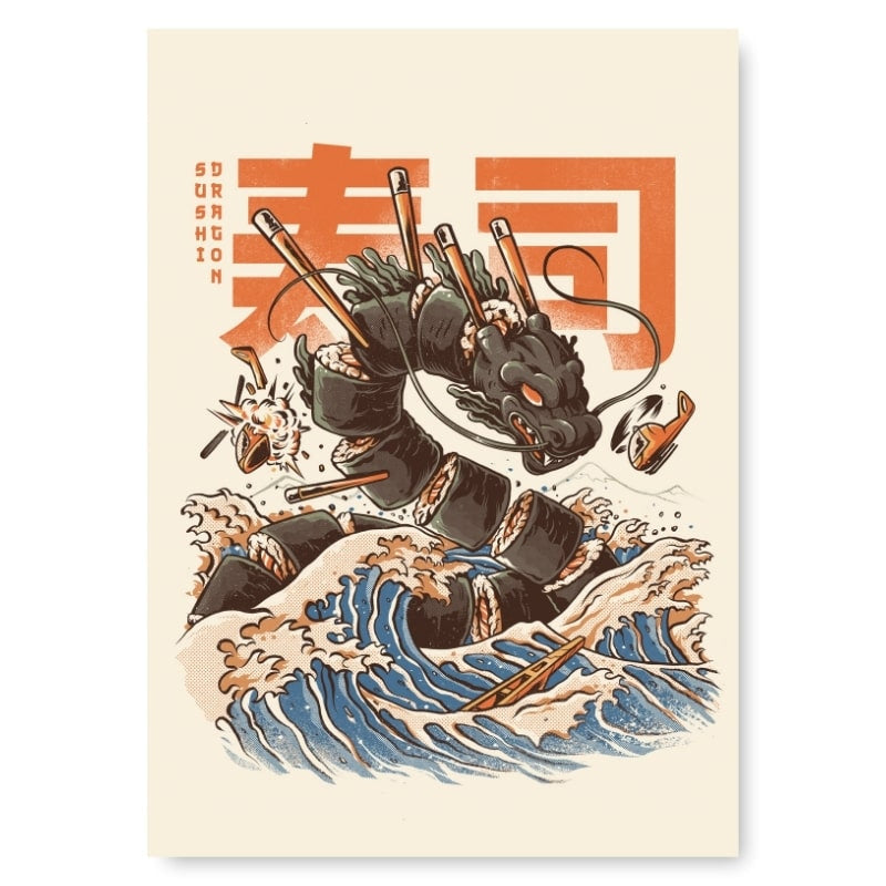 Japoński plakat Sushi Dragon A3