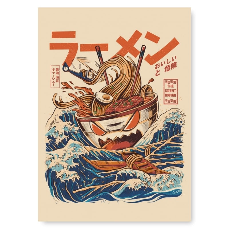 Japoński plakat The Great Ramen of Kanagawa A3