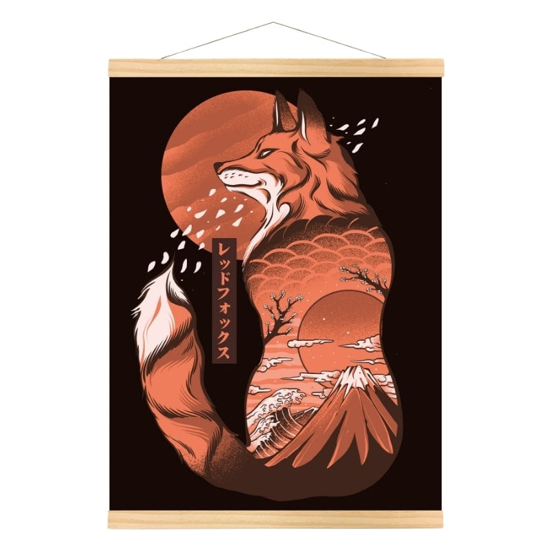 Japoński plakat z lisem A3