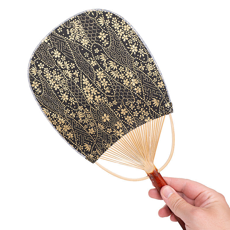 Japoński Wachlarz Uchiwa z Papieru Washi Złoty